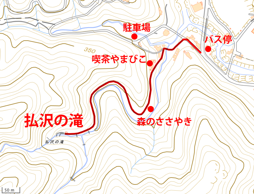 払沢の滝・ハイキングマップ・地図
