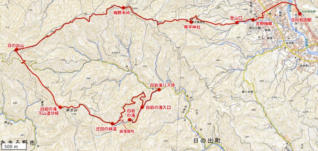 日の出山・登山地図
