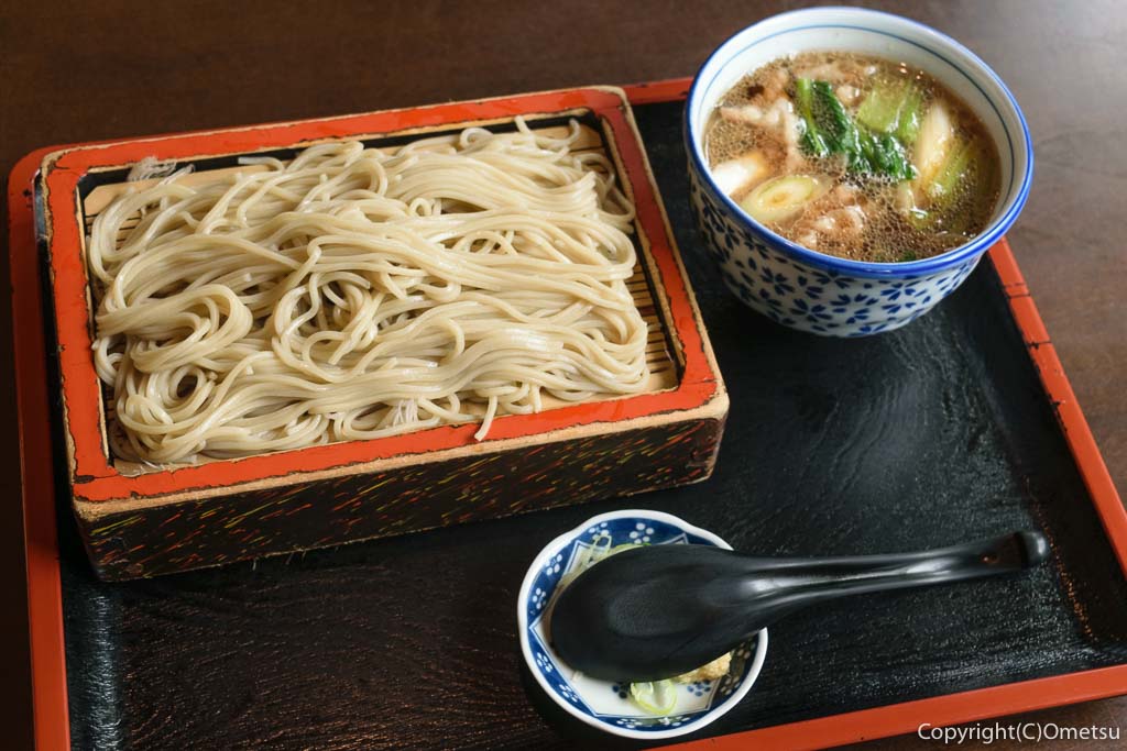 青梅・若草公園前の蕎麦店、さかもとの、イベリコ豚の肉汁せいろ