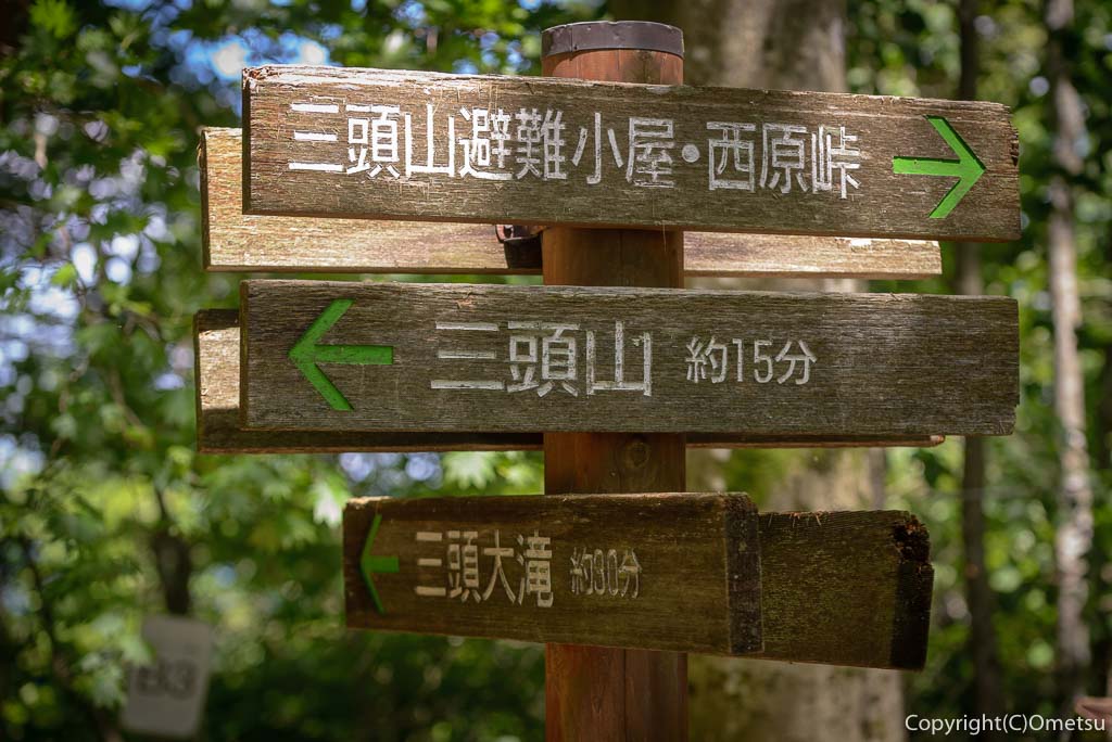 檜原村・三頭山の、ムシカリ峠の道標