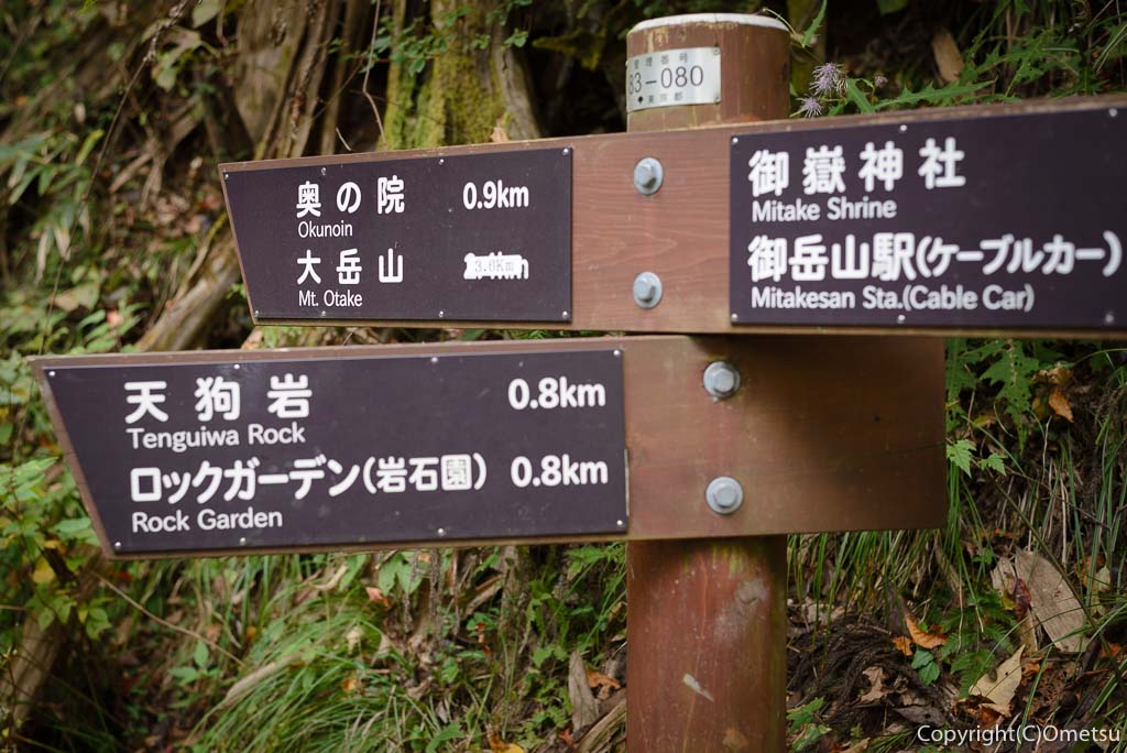御岳山・大岳山縦走路の道標