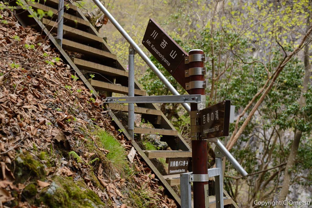 奥多摩町・川苔山の百尋ノ滝近くの道標