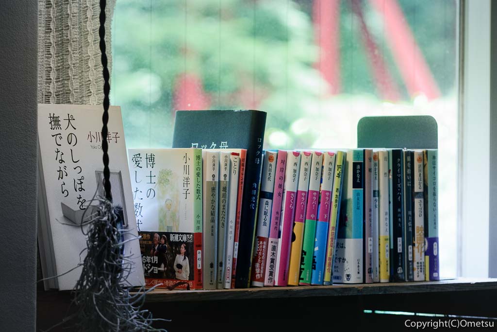 奥多摩町の玉翆荘の中の「古本と喫茶・おくたま文庫」の文庫本の小説