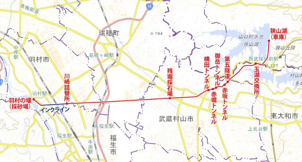 羽村山口軽便鉄道・地図