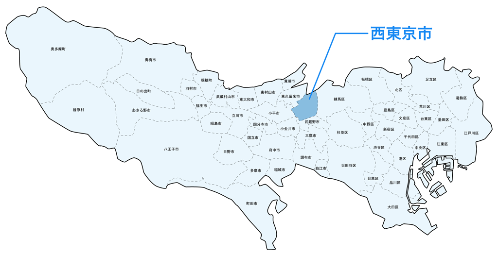 西にない、西東京市、の地図