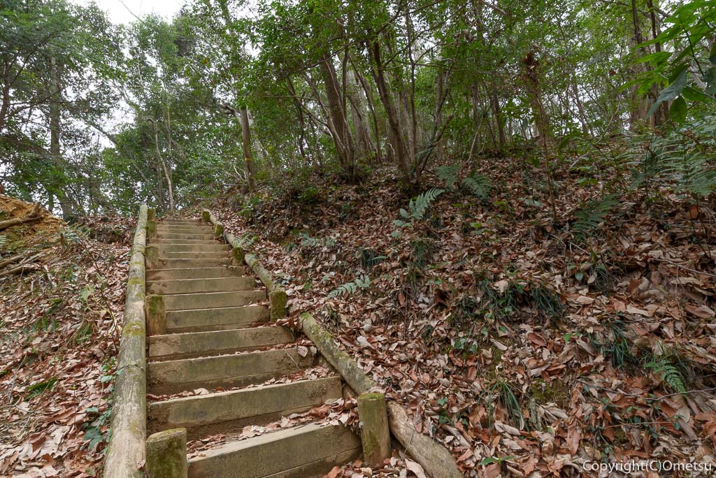 羽村市・浅間山付近の登山道の、階段