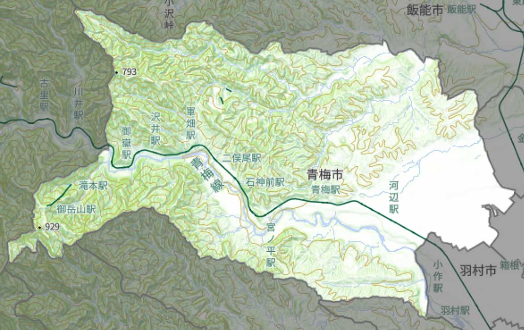 青梅市・山岳地図