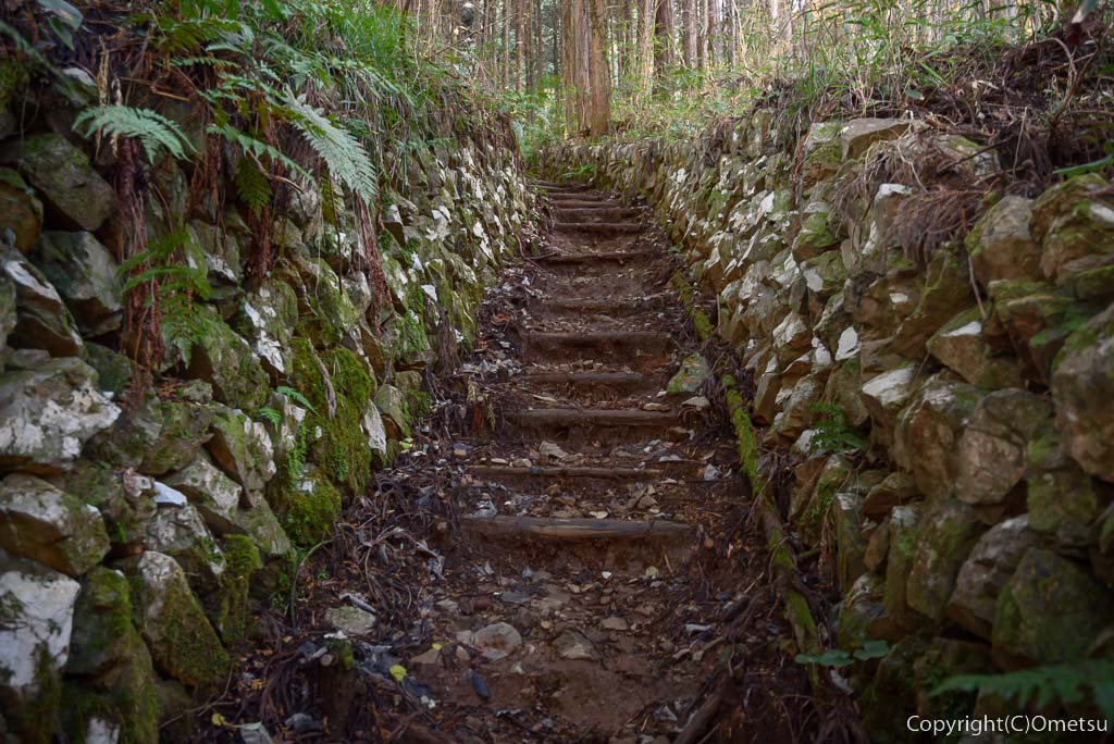 あきる野市、戸倉城山・神明神社・登山道の、階段