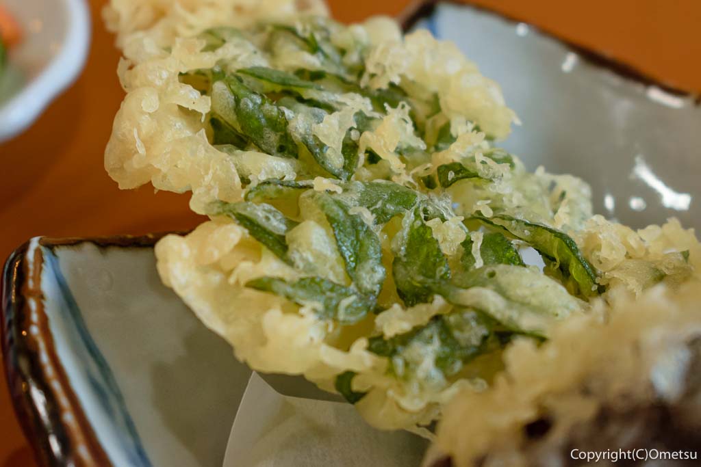 青梅・成木「割烹うらしま」の「山の幸膳」の、野菜の天ぷら