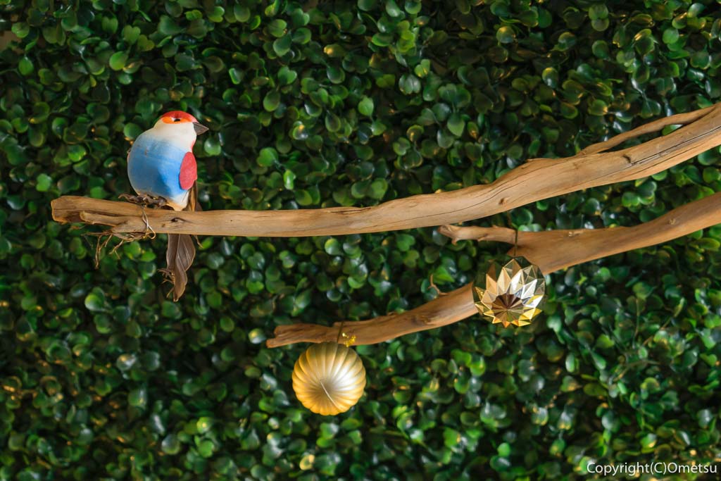 福生のレストラン・Ottamage(おったまーじゅ)の、天井の鳥のオブジェ