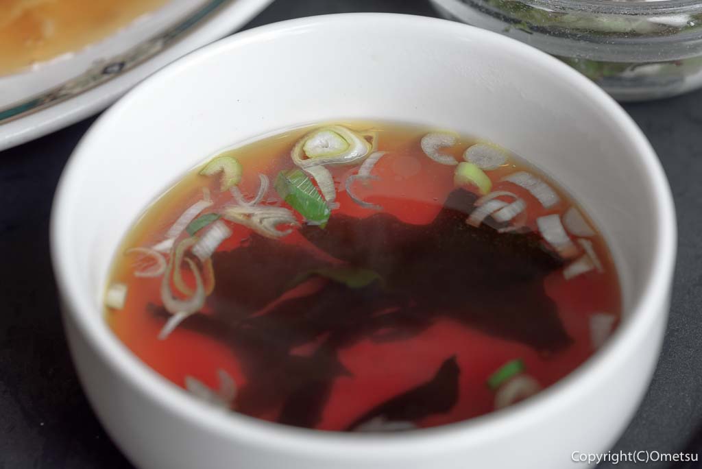 あきる野市・秋川「ぼん天中華ハウス」の、中華スープ