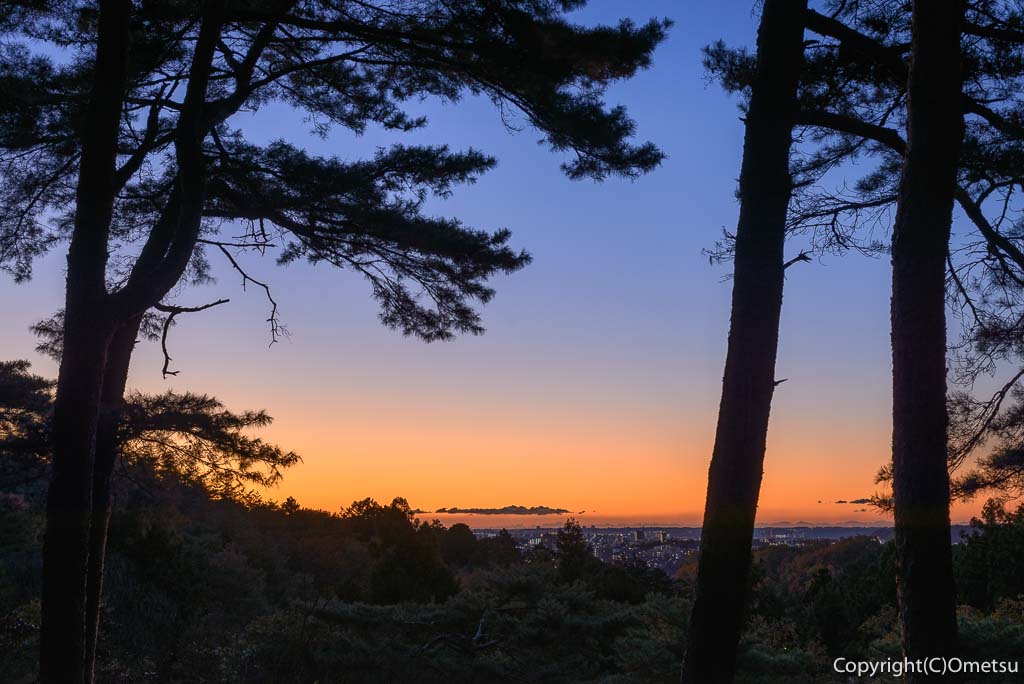 青梅市・霞丘陵自然公園の、朝焼け