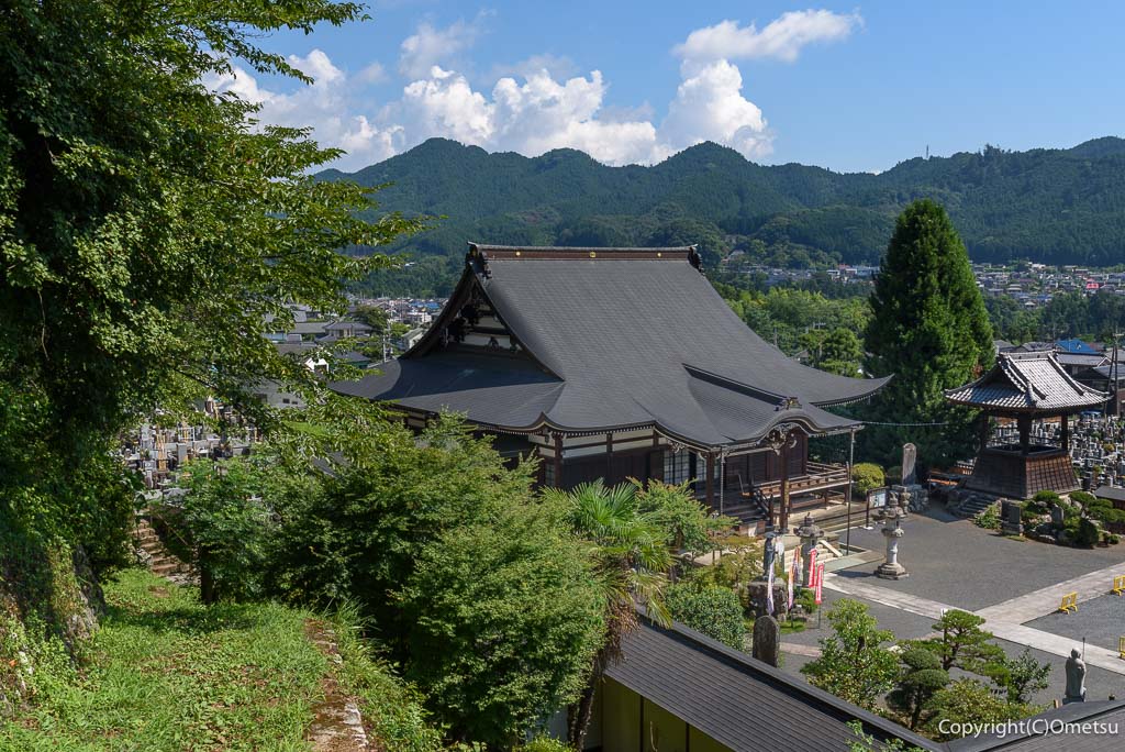 即清寺から辛垣城を望む