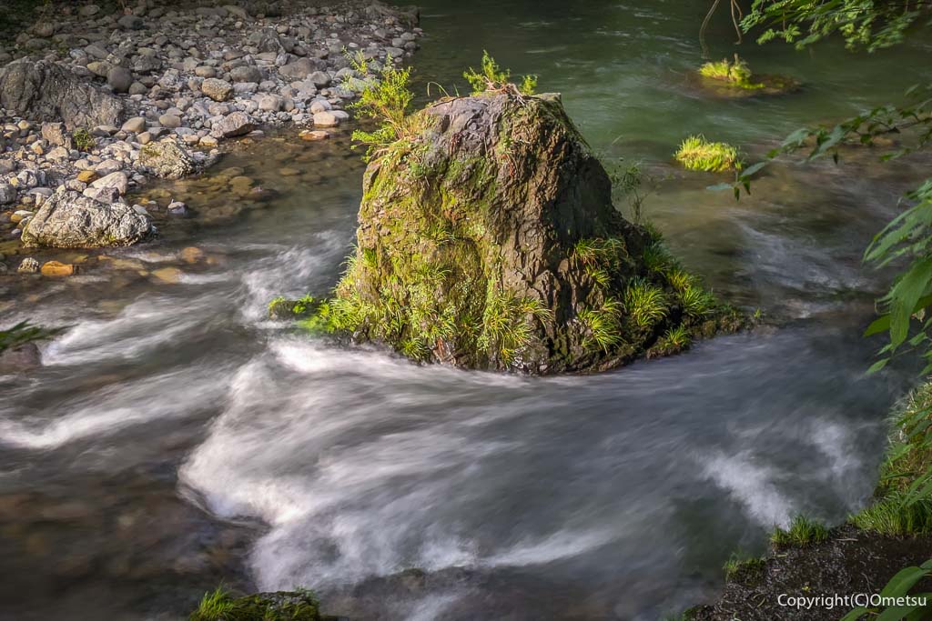 青梅市・富岡の「もりのかかし」裏の、成木川の渓谷