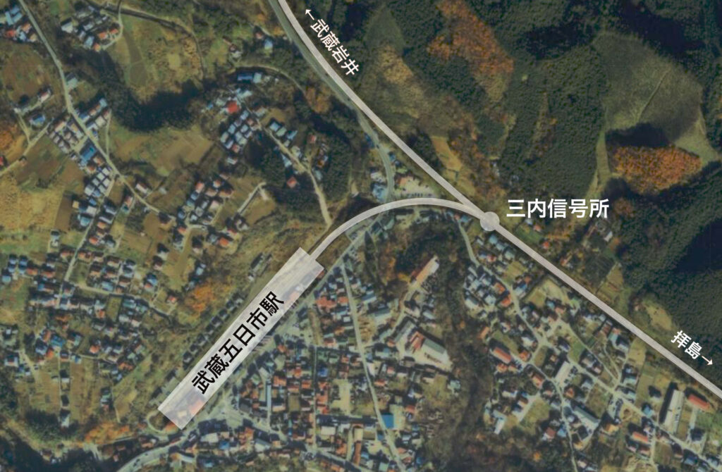 JR五日市線・三内信号所・航空写真