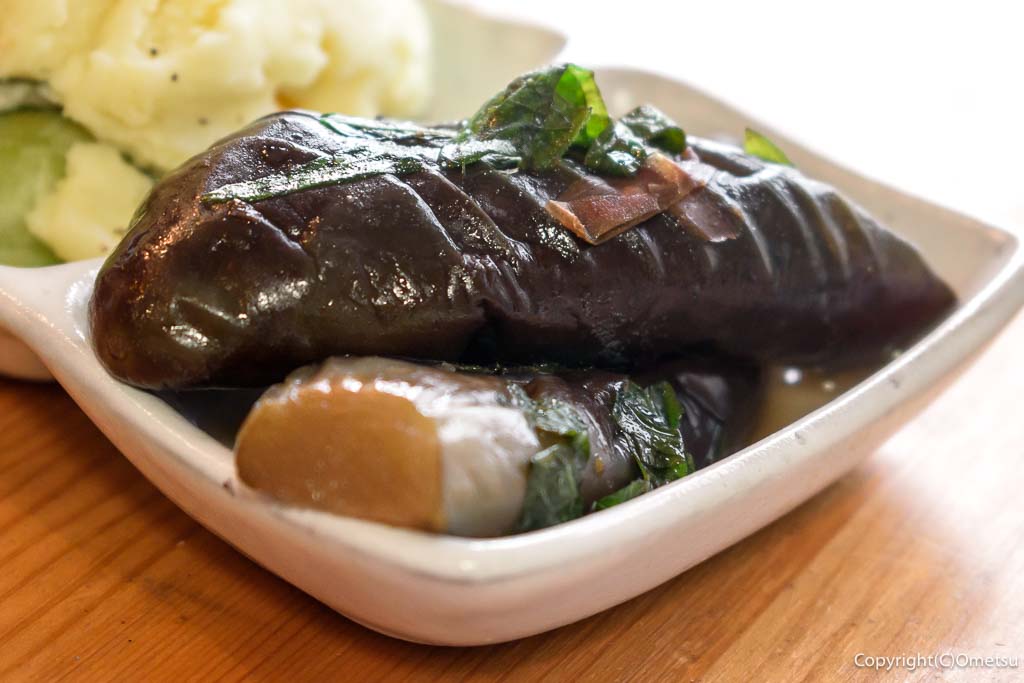 青梅市・勝沼の家庭料理店「桃ノ木」の、ナスの煮浸し