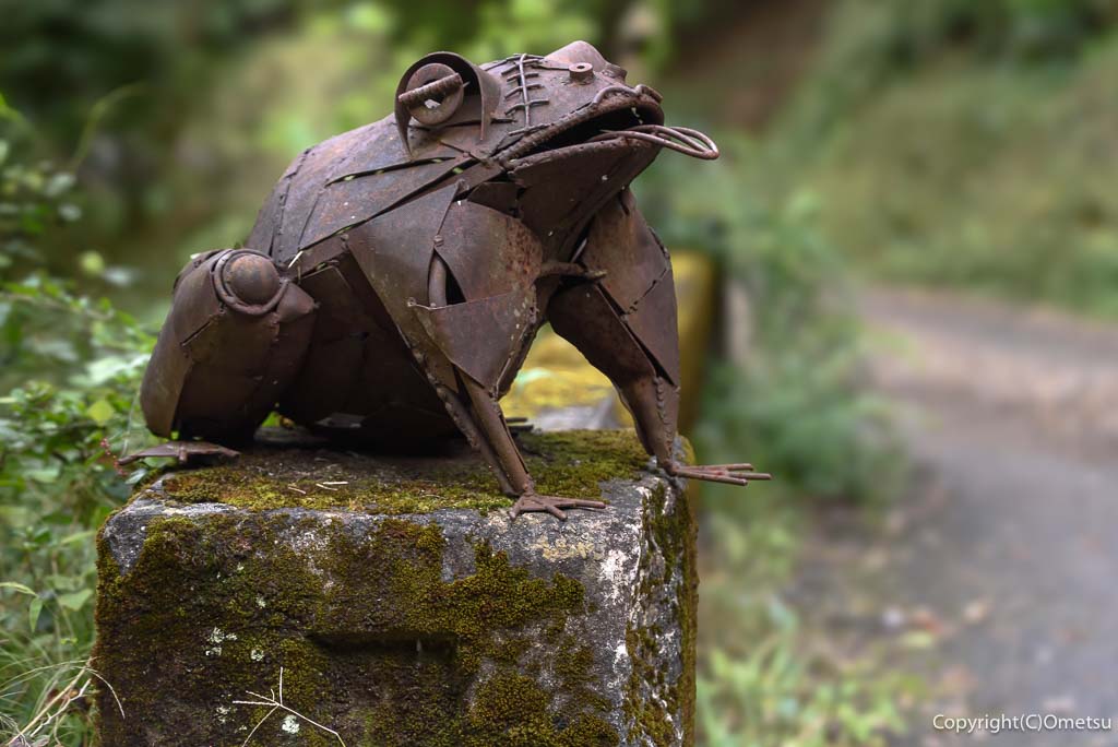 日の出山・登山口付近の、カエルのオブジェ