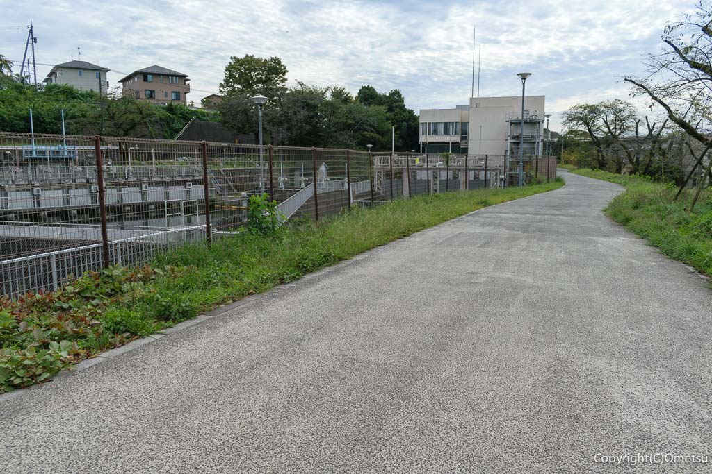 羽村の堰付近の、玉川上水・水道施設
