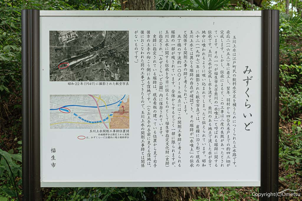 福生市・水喰土公園の案内板