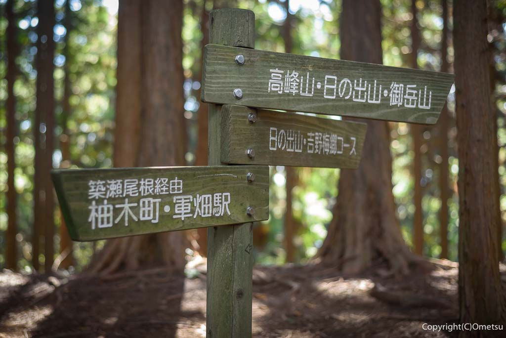 青日の出山・築瀬尾根の、道標