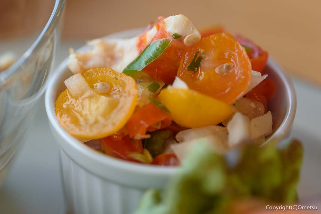 青梅市・野上町「CAFE TOIRO」の、ランチ・デリプレートの、サルサチキンサラダ