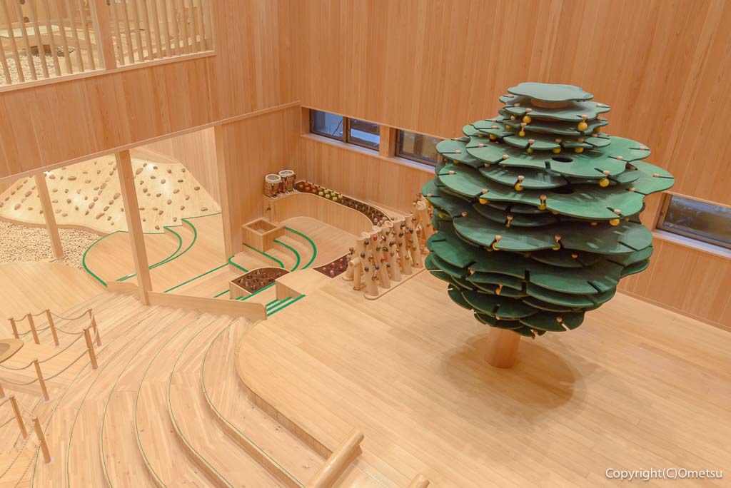 「檜原 森のおもちゃ美術館」の館内の、柚の木