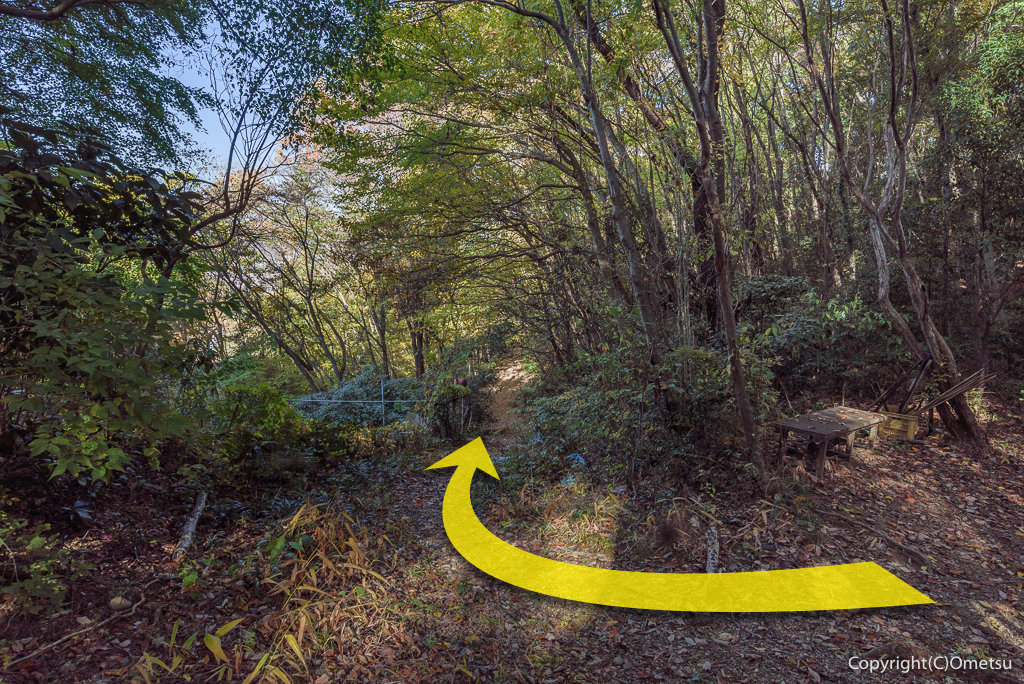 青梅市・友田の、ベンチと道