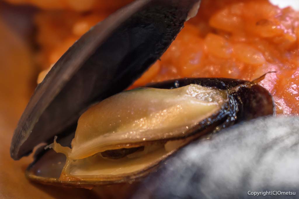 PISOLA福生店の、ペスカトーレトマトリゾットの、ムール貝