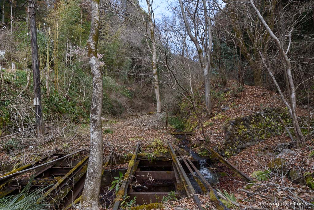青梅市 雷電鉱山・二俣尾専用線の廃線跡のレール
