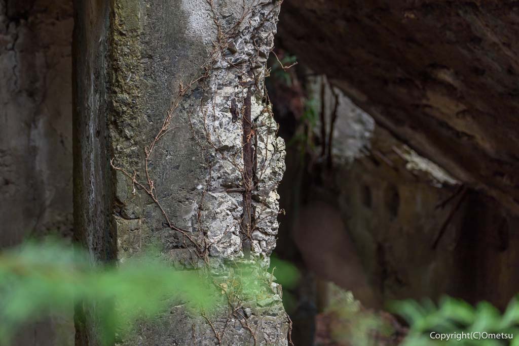 青梅市 雷電鉱山・二俣尾専用線の廃線跡の、ホッパーの柱