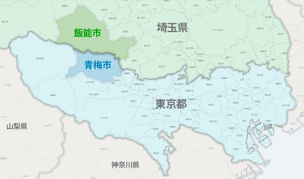 青梅・飯能の地図