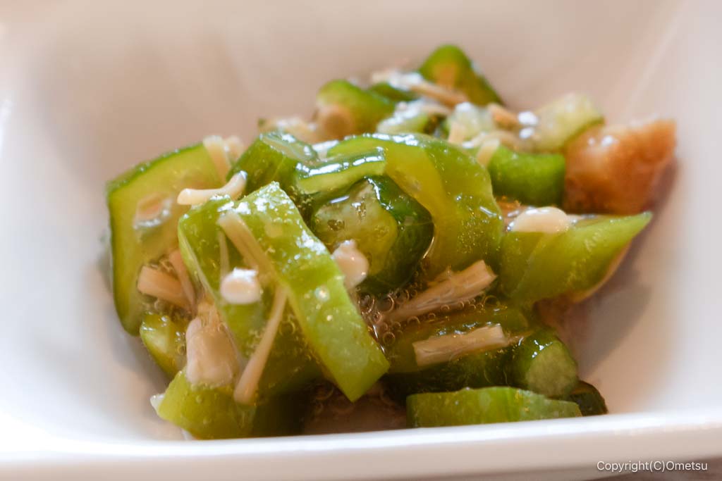 あきる野・ほらふき男爵の、定食のオクラの和え物