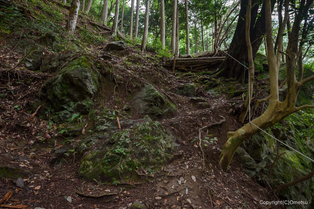 東京都・檜原村、天狗滝登山道の、急坂
