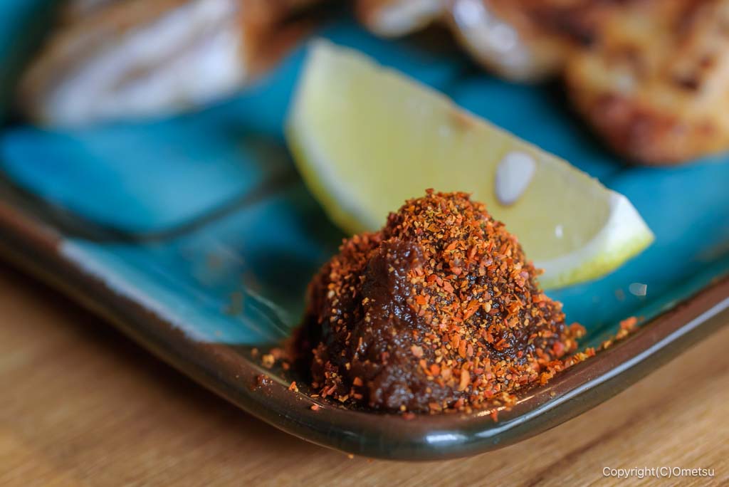 奥多摩アウトドアステーションの、ヤマメの一夜干し炭火焼きの、味噌