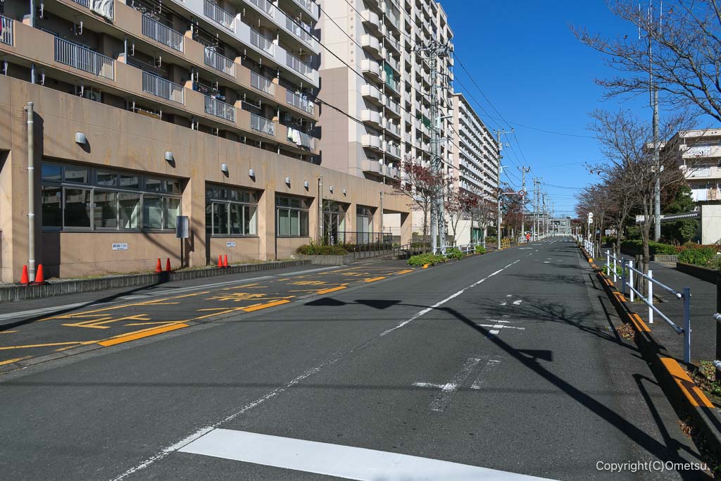 西尾組砂利軌道跡・都立拝島アパート付近の道