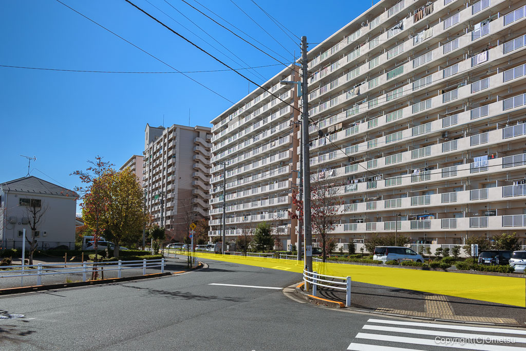 西尾組砂利軌道跡・都立拝島アパート付近