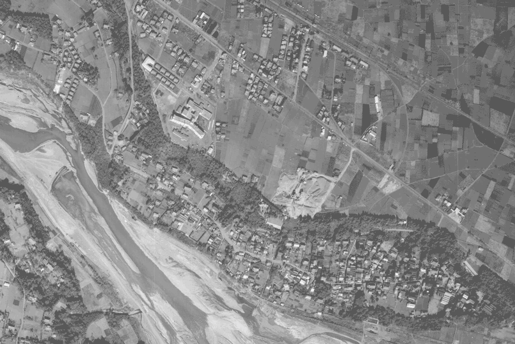 青梅・河辺砂利運搬線・1961年空中写真