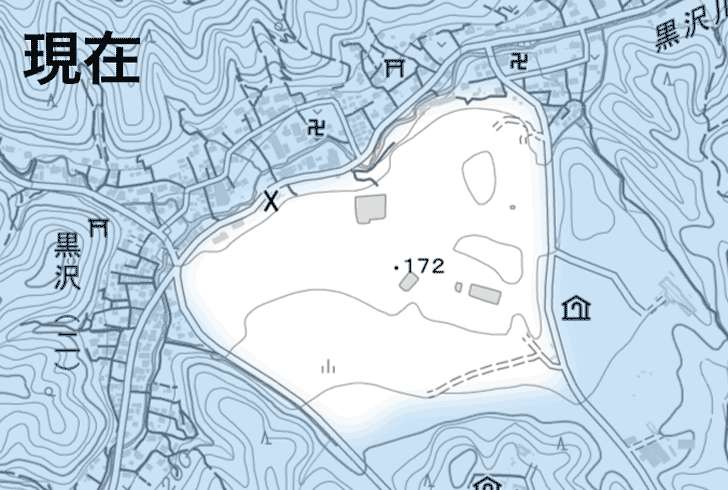 青梅・黒沢石灰採掘場・今昔地図