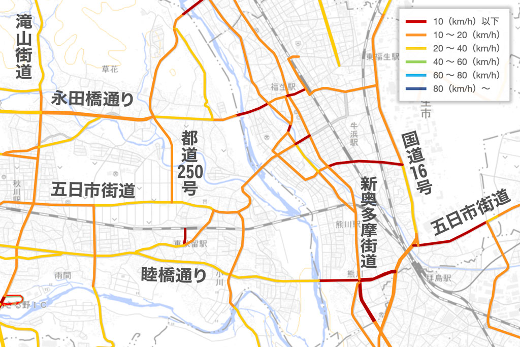 福生・拝島の渋滞地図