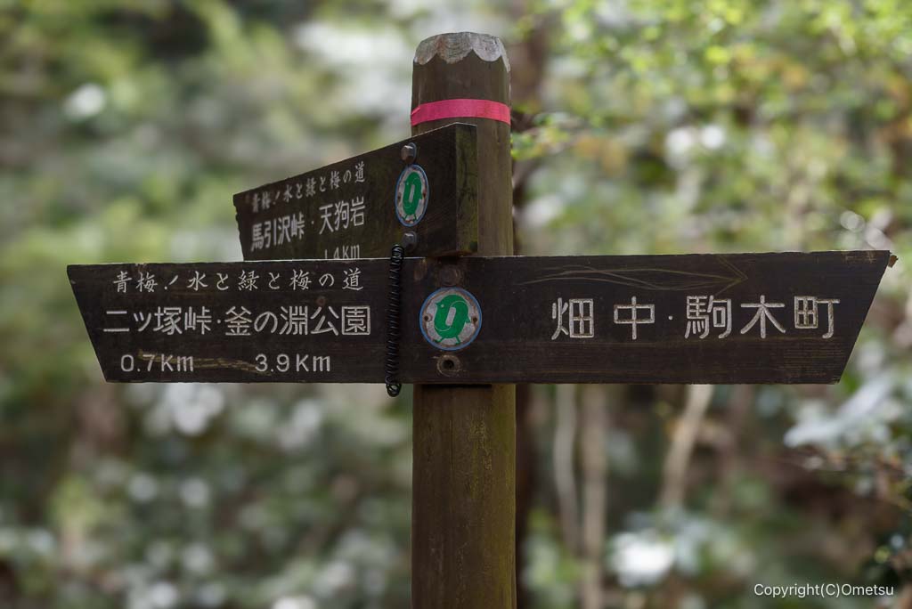 青梅市・赤ぼっこ・畑中ルートの、道標