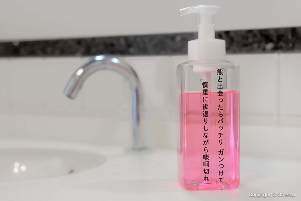 奥多摩・むかし道の小中沢公衆トイレの、ハンドソープ