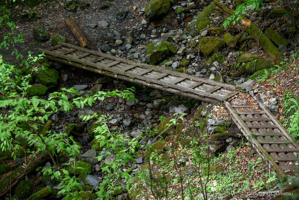 御岳山・長尾平から七代の滝の登山道の橋