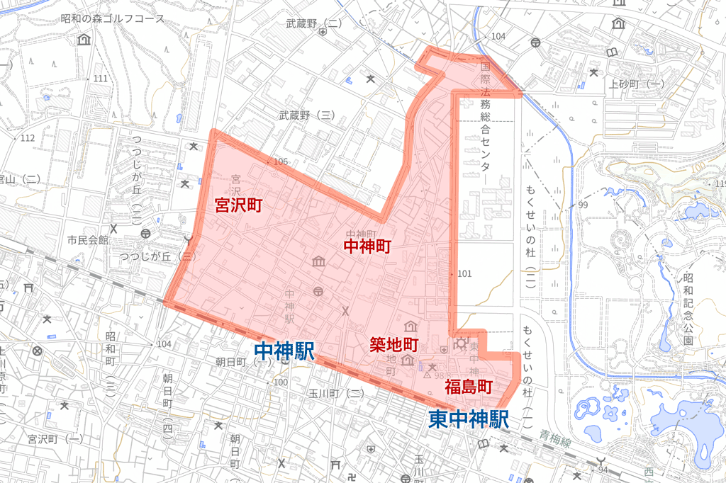 中神駅北口住所変更地図