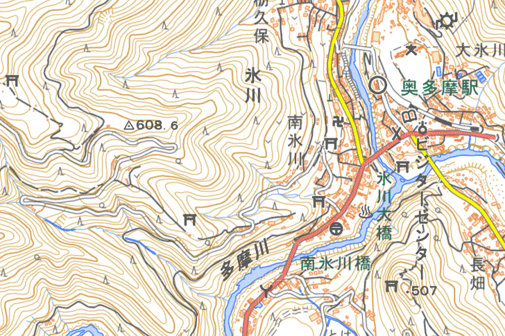 奥多摩・東京都水道局小河内線の今昔地図