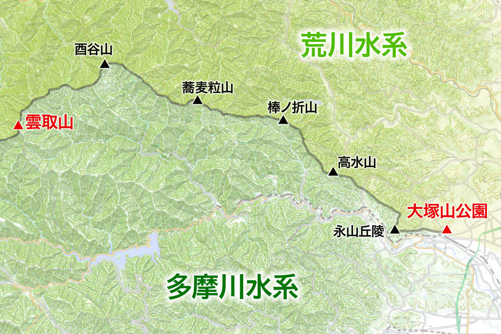 多摩川・荒川分水嶺