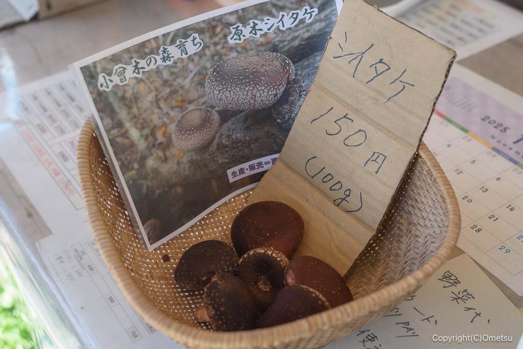 青梅・かわなべ鶏卵農場の直売所の、原木シイタケ