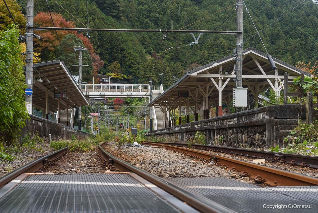 奥多摩・棚沢の、鳩ノ巣駅近くの踏切