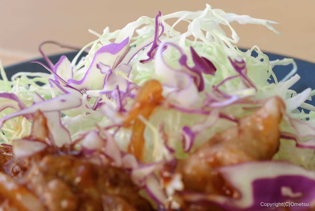 「フレッシュランド西多摩 よつ葉の湯」の、TOKYO-X生姜焼きのキャベツ