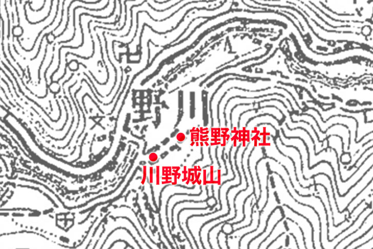 奥多摩湖・川野城山跡地図