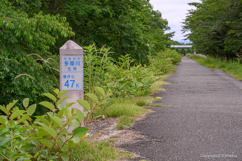 五日市鉄道・砂利専用運搬線近くの、河口からのキロポスト
